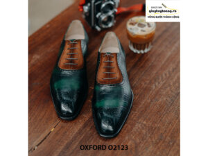 Giày tây nam da bê dập vân cá sấu Oxford O2123 001