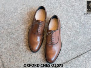 Giày da nam mũi trơn bóng Oxford O2075 001
