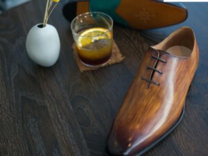 Giày buộc dây nam đánh patina cọ quét Oxford O2089 0056