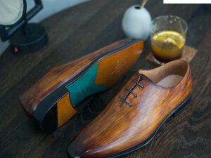 Giày buộc dây nam đánh patina cọ quét Oxford O2089 003