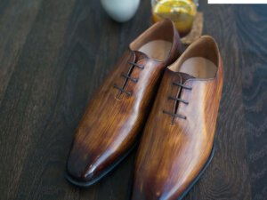 Giày buộc dây nam đánh patina cọ quét Oxford O2089 002
