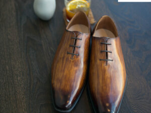 Giày buộc dây nam đánh patina cọ quét Oxford O2089 001