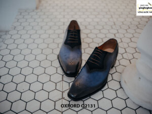 Giày tây nam vân cá sấu phối da nhung Oxford O2131 001