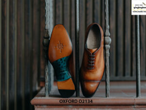 Giày tây nam thủ công da bê mịn đẹp Oxford O2134 002