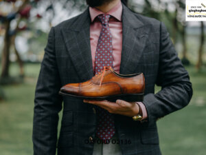 Giày tây nam được đánh màu thủ công Oxford O2136 007