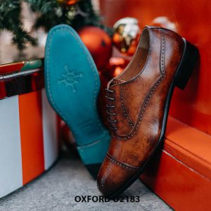 Giày da nam đánh màu thủ công Oxford O2183 003