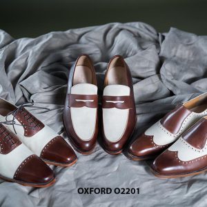 Giày tây nam phối màu trắng Oxford O2201 005