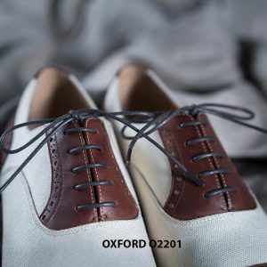 Giày tây nam phối màu trắng Oxford O2201 002