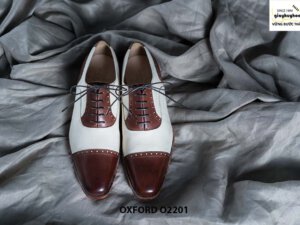 Giày tây nam phối màu trắng Oxford O2201 001