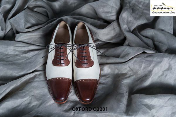Giày tây nam phối màu trắng Oxford O2201 001