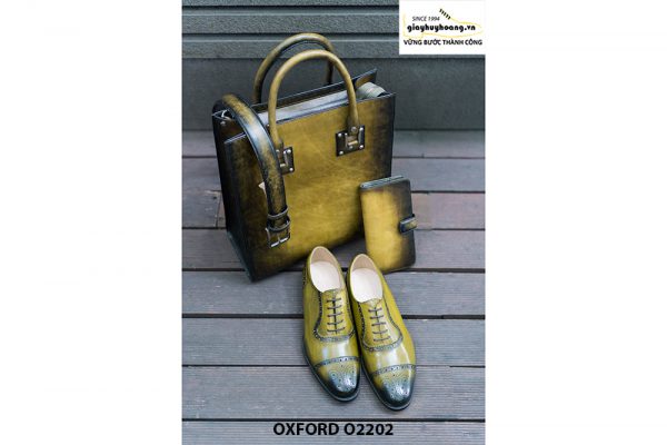 Giày tây nam màu xanh lá Oxford O2202 001