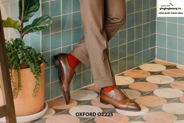 Giày da nam màu patina nâu đẹp Oxford O2225 001