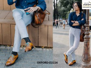 Giày da nam màu bò sáng đẹp Oxford O2226 002