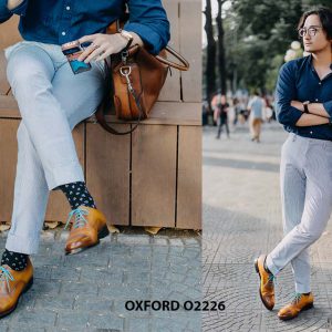 Giày da nam màu bò sáng đẹp Oxford O2226 002
