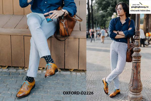 Giày da nam màu bò sáng đẹp Oxford O2226 002