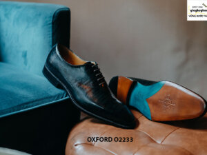 Giày da nam xanh đen Oxford O2233 004