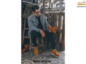 Giày da Boot nam cổ cao đế bằng cao su BT2091 004