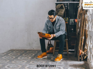 Giày da Boot nam cổ cao đế bằng cao su BT2091 001
