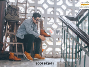 Giày da Boot nam cổ cao đế bằng cao su BT2091 003