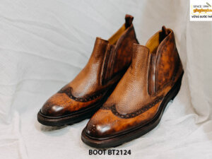 Giày da Boot nam cổ cao không dây Wingtips BT2124 001