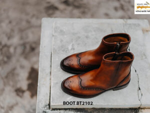 Giày da Boot cổ cao nam đục lỗ Wingtip BT2102 002