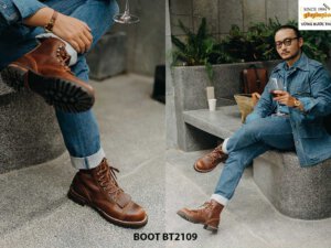 Giày da Boot buộc dây cá tính cho nam BT2109 003