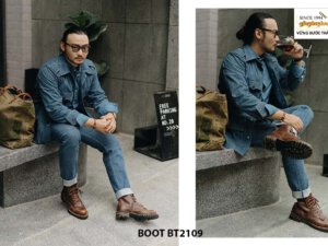 Giày da Boot buộc dây cá tính cho nam BT2109 001