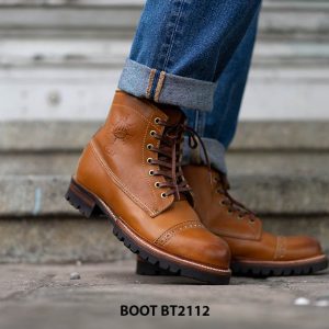 Giày da Boot nam buộc dây da bò cao cấp BT2112 006