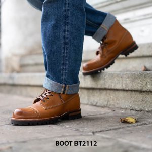 Giày da Boot nam buộc dây da bò cao cấp BT2112 004