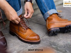 Giày da Boot nam buộc dây da bò cao cấp BT2112 002