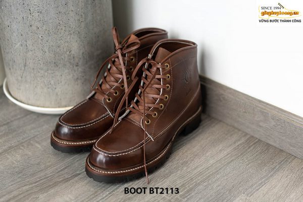 Giày da Boot nam buộc dây màu nâu BT2113 001