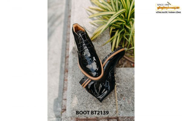 Giày da namChukka Boot da đen bóng BT2139 004