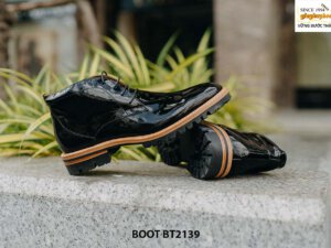 Giày da namChukka Boot da đen bóng BT2139 003