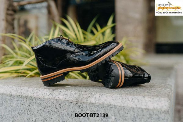 Giày da namChukka Boot da đen bóng BT2139 003