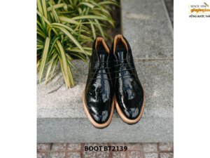Giày da namChukka Boot da đen bóng BT2139 001