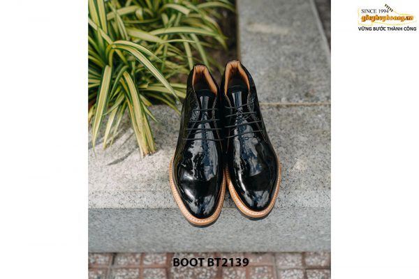 Giày da namChukka Boot da đen bóng BT2139 001