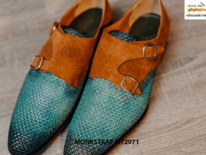 Giày da nam dùng da đan xen Double Monkstrap MT2071 003