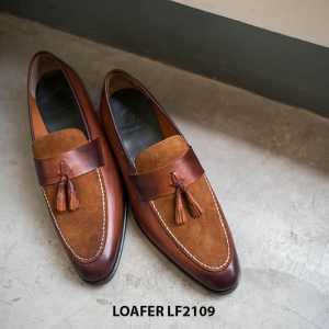 Giày lười nam da trơn phối da lộn Tassel Loafer LF2109 003