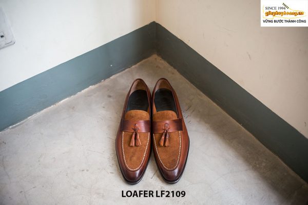 Giày lười nam da trơn phối da lộn Tassel Loafer LF2109 001
