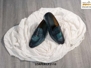 Giày lười nam da bò dập vân cá sấu Penny Loafer LF2110 004