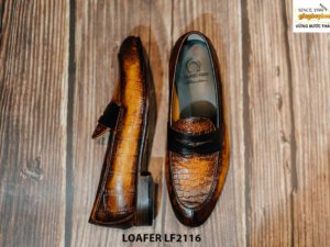 Giày da lười nam da dập vân Penny Loafer LF2116 003