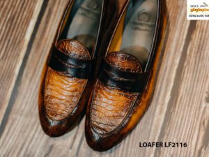 Giày da lười nam da dập vân Penny Loafer LF2116 002