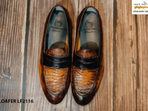 Giày da lười nam da dập vân Penny Loafer LF2116 001