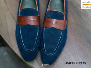 Giày lười nam da lộn xanh Navy Penny Loafer LF2125 005