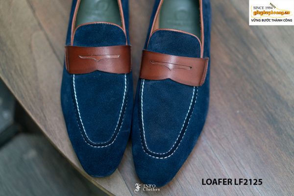 Giày lười nam da lộn xanh Navy Penny Loafer LF2125 005