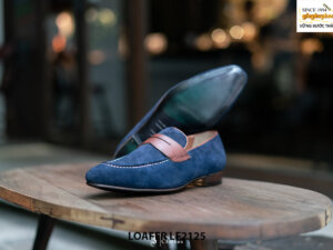 Giày lười nam da lộn xanh Navy Penny Loafer LF2125 004