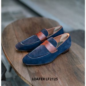 Giày lười nam da lộn xanh Navy Penny Loafer LF2125 002