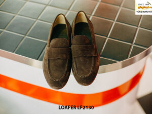 Giày lười da lộn nam màu nâu Penny Loafer LF2130 004