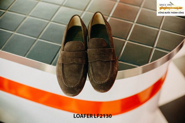 Giày lười da lộn nam màu nâu Penny Loafer LF2130 004