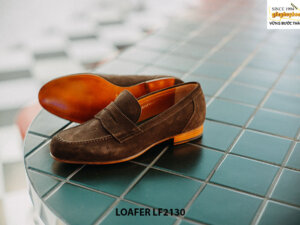 Giày lười da lộn nam màu nâu Penny Loafer LF2130 002